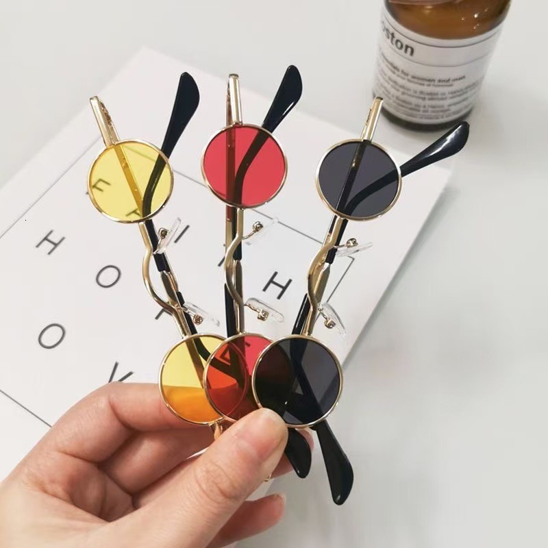2026 New Designer Luxury Brand Ultra Small Circular Retro Sunglasses Mini Ins Circular Photo Frame Photo Glasses Unisex Sunglasses Punk Trend
