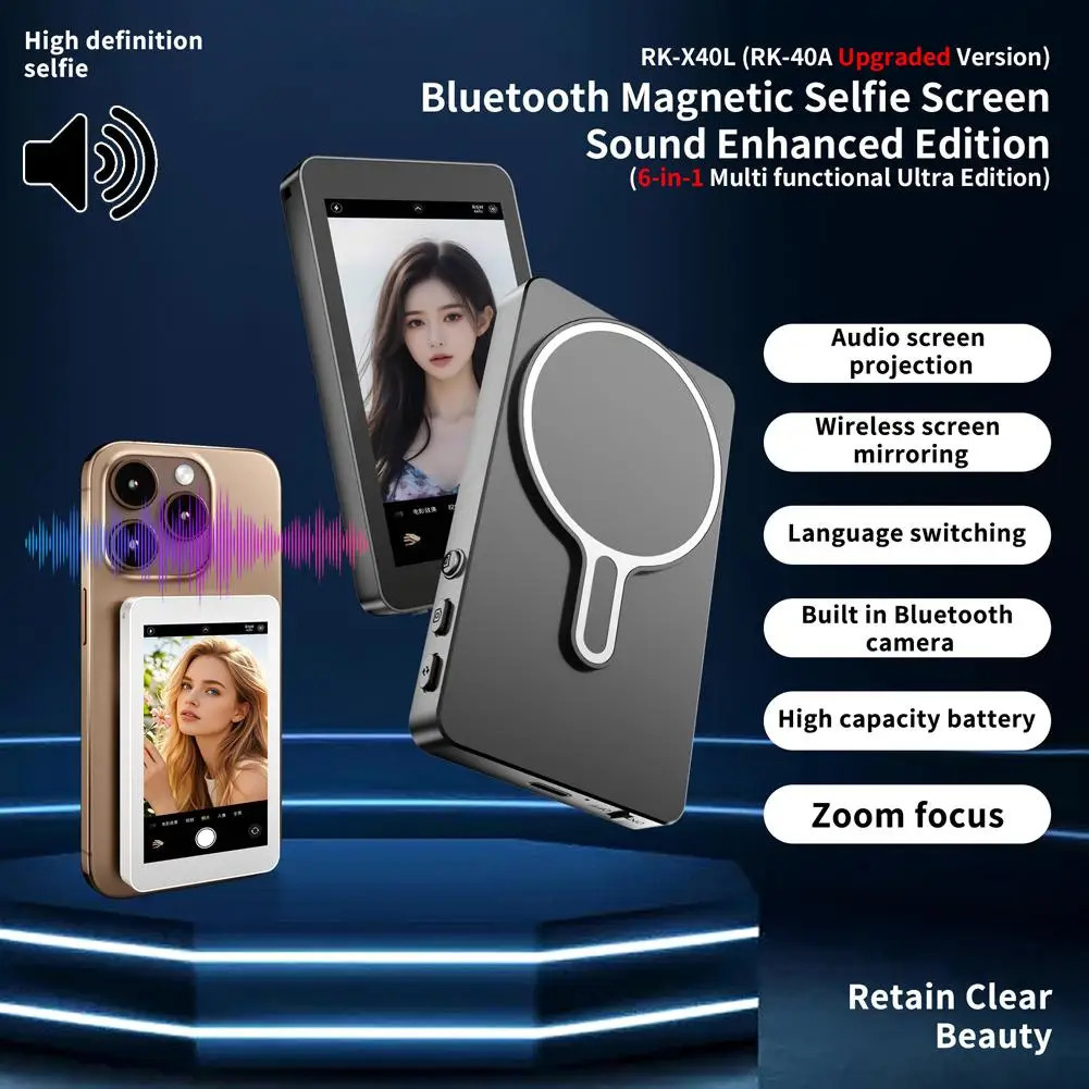 Magnetic Wireless Selfie Monitor Screen For IPhone Android 394 HD Expansion Display Rear Camera Vlog Live Video Recording 260302 - view 3