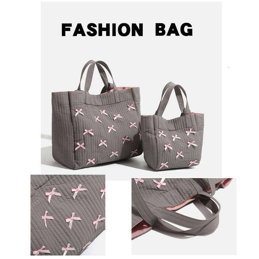 2024 New Women's Solid Color Tote Commuting Shoulder Bag Fashion Bow Simple Large Capacity Handbag Small Big Size Z260304