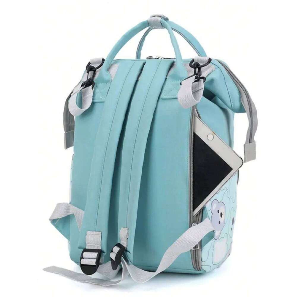 Bear Print Backpack Mom Dad, Fashionable Mommy with Insulate Pocket, Large Capacity Diaper Bag for Boy Girl Z260304