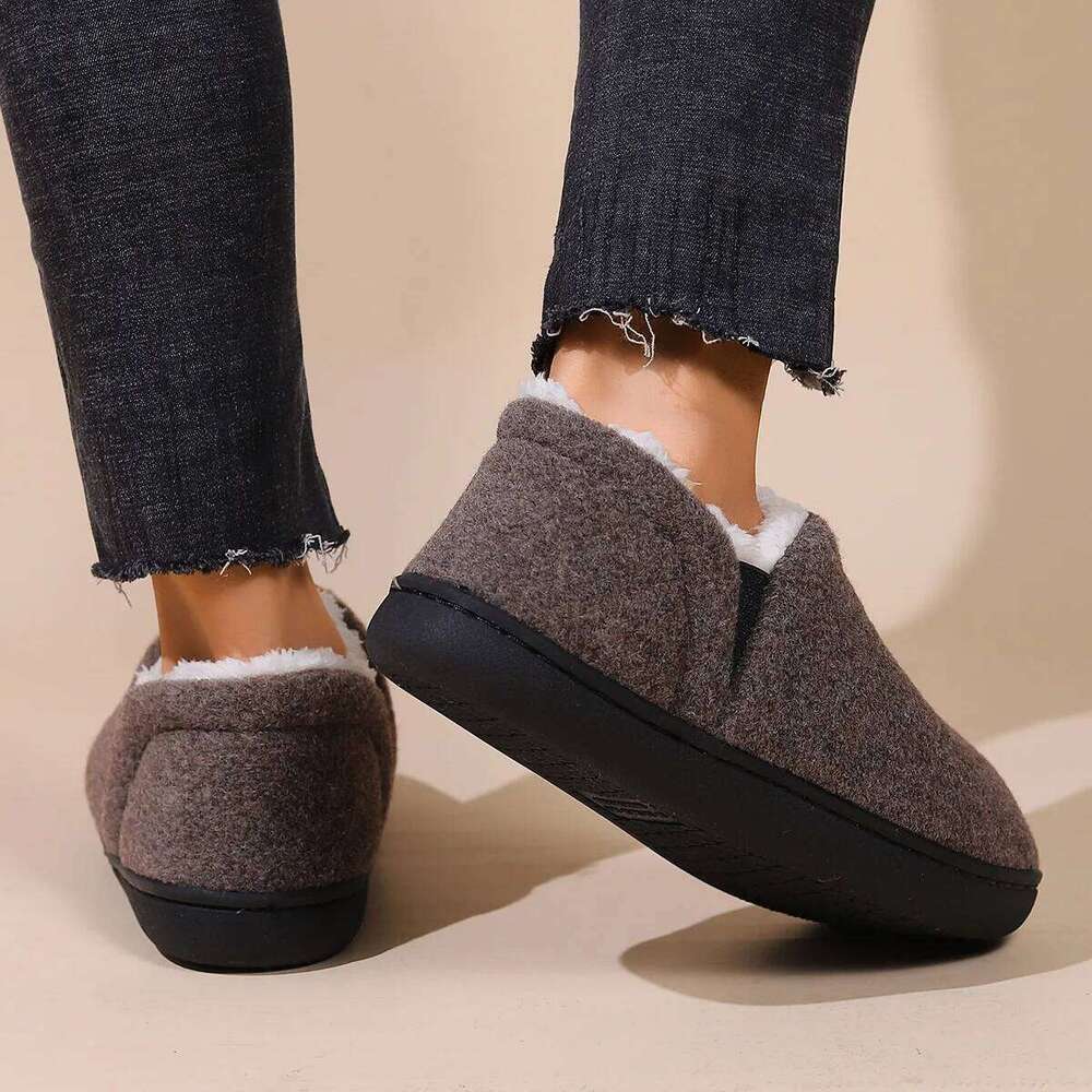 Kidmi Winter For Outdoor Antiskid Fashion Casual Warm Fluffy Slippers Indoor Fur Plush Flat Men Shoes