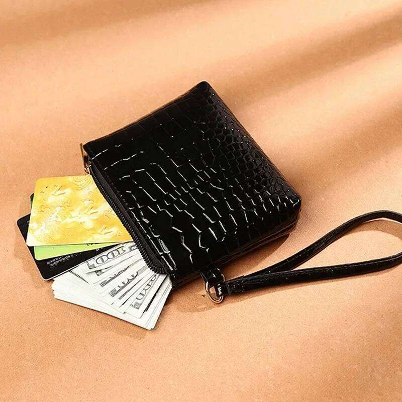 Women Short Wallet Zipper Fashion Pocket Mini Trendy Crocodile Texture Coin Purse Card Holder Girls C260304