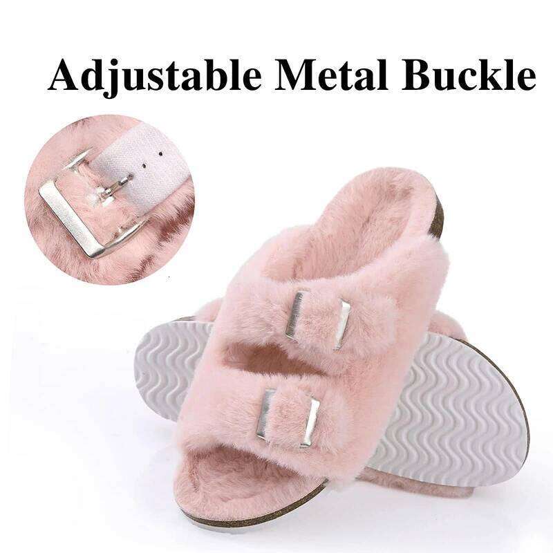 Kidmi Winter New Slippers Leisure Non-slip Outdoor Slides Cork Insole Slip On Cozy for Women's Sandals With Arch Support