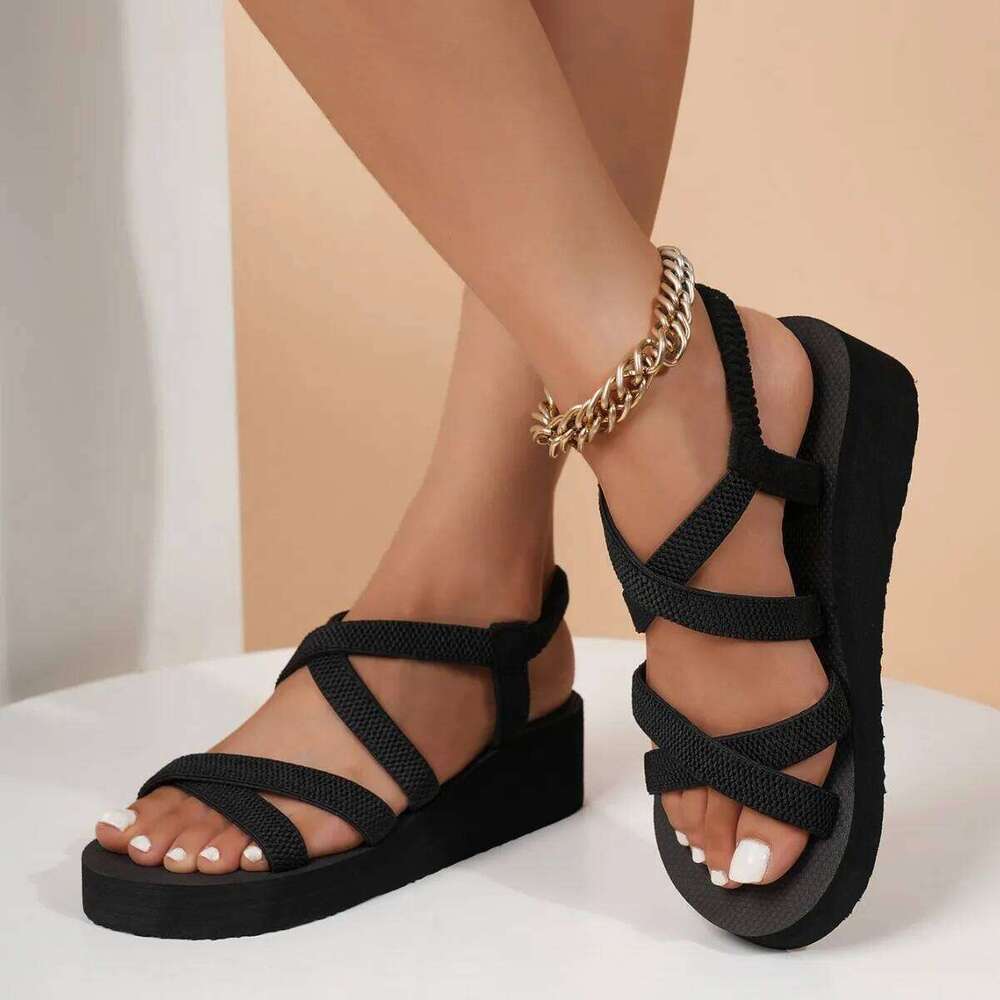 2026 Women Summer Sandals Leisure Wedges Shoes Soft EVA Sole Light Weight Elastic Back Strap Girls Student Platform Sandalias