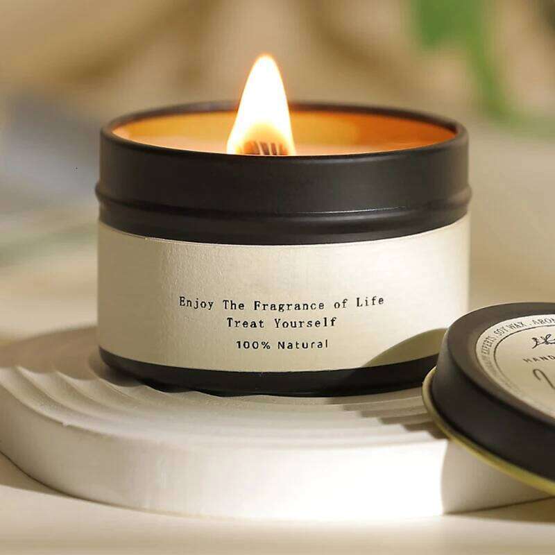 Black Tin Scented Aromatic Wooden Wick Candle Jars with Lid Classic Home Decorative Candles Luxury Citronella W260304 W260305