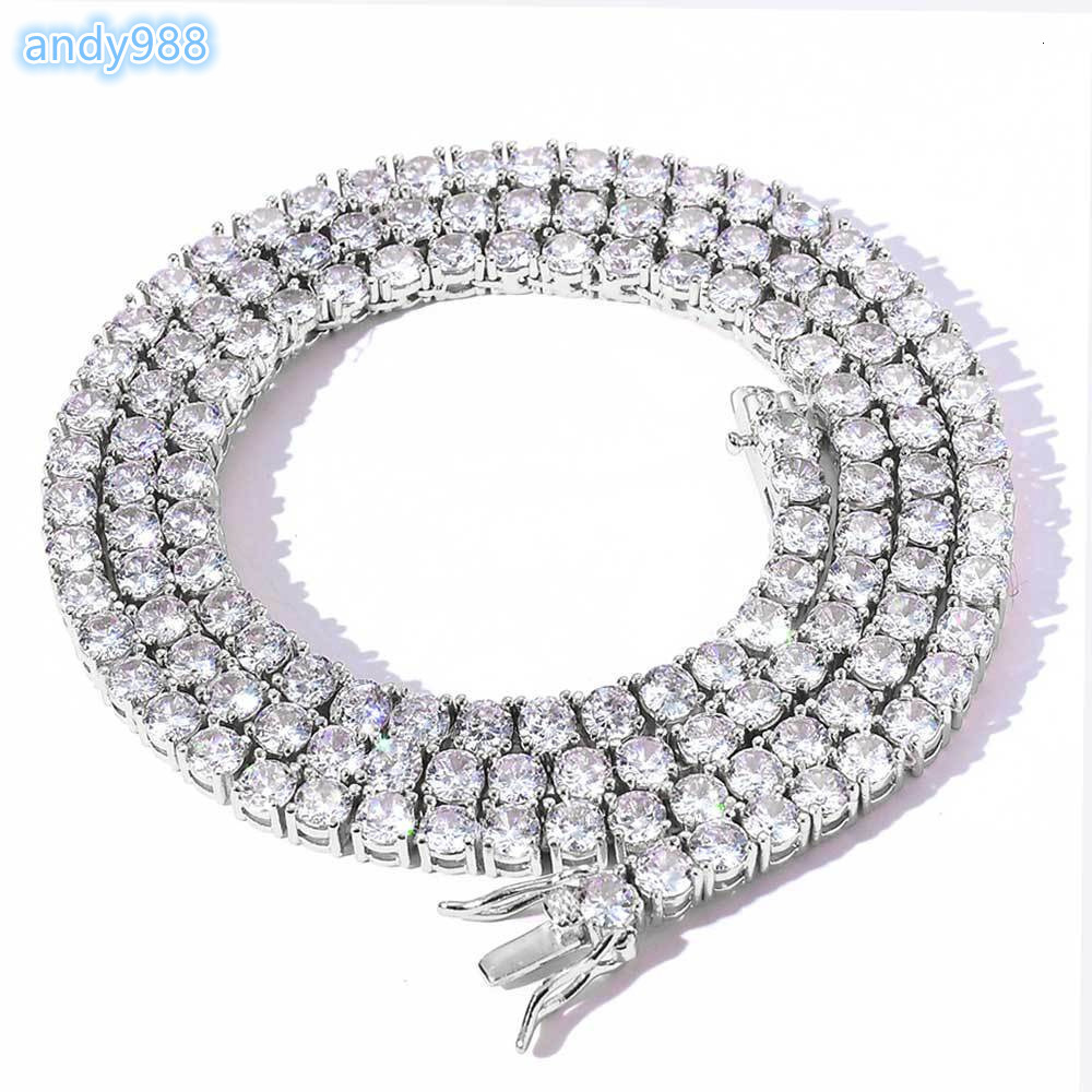 High-End Mens Moissanite Necklaces Explosive Classic Single Row Moissanite VVS Tennis Chain Bracelet Cross-Border Hip-hop Style