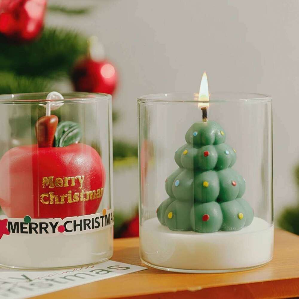 Christmas Scented Glass Cup Soy Wax Santa Tree Snowman Reindeer Gift Home Decoration Holiday Aromatherapy Candle W260304 W260305