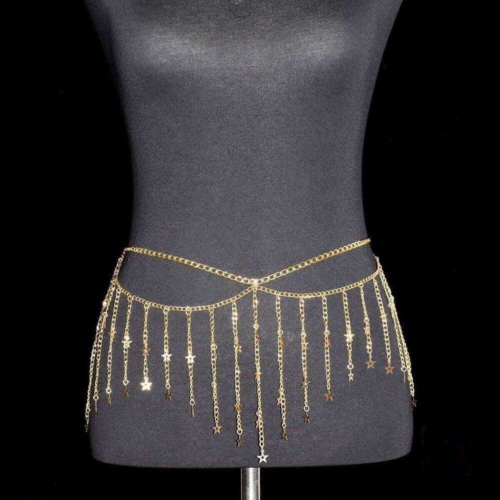 Festival Women's Metal Body Jewelry Sexy Fashion Belly Tzitzit Stars Waist Chain Birthday Party Daily Wear Accessories S260304