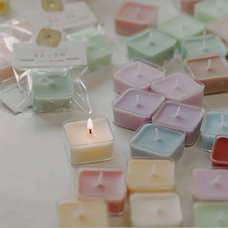 Square Scented Tea Light Candle, Soy Wax Candles Aromatherapy, Birthday Candle Wedding, Home Decoration for Party W260304 W260305