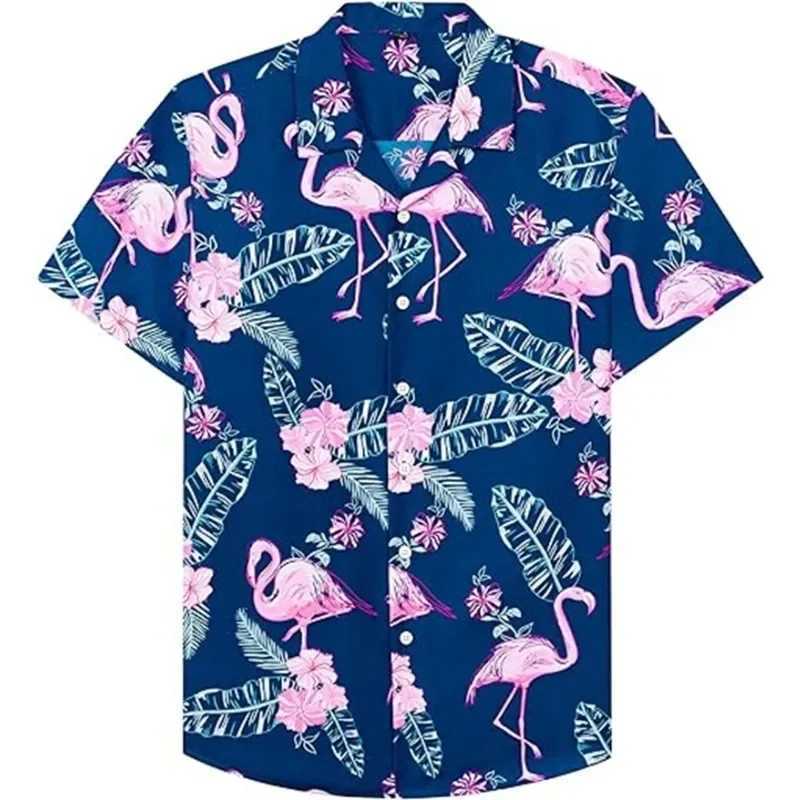 Vintage 3D Graphic Shirts Men Hawaiian Tropical Birds Nature Wildlife Button Blouse Fashion Street Hip Hop Lapel Beach Shirt M260305