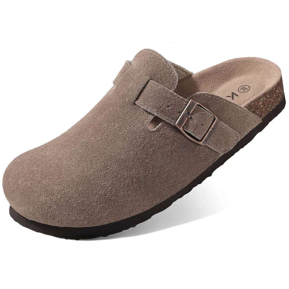 Kidmi Men New Suede For Women Summer Vacation Cork Clogs Slippers Nonslip Casual Home Slipper Double Buckle