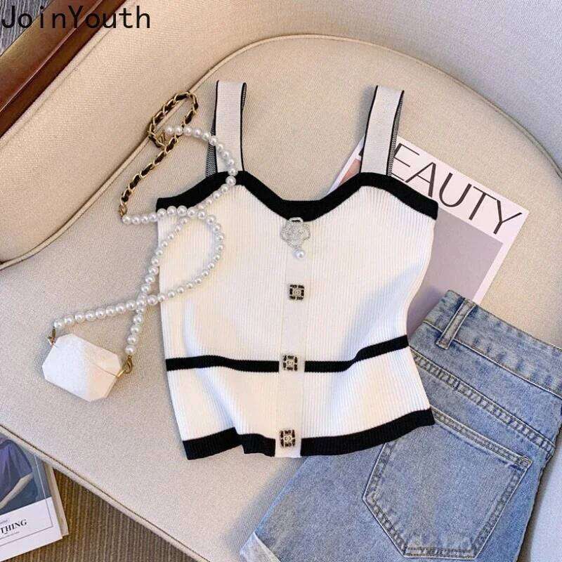 Knitted Tanks Women Clothes Sleeveless Tunic Temperament Korean Vest 2025 Ropa Mujer Fashion Sexy Camis Summer Crop Tops 27U009 Mdng260304