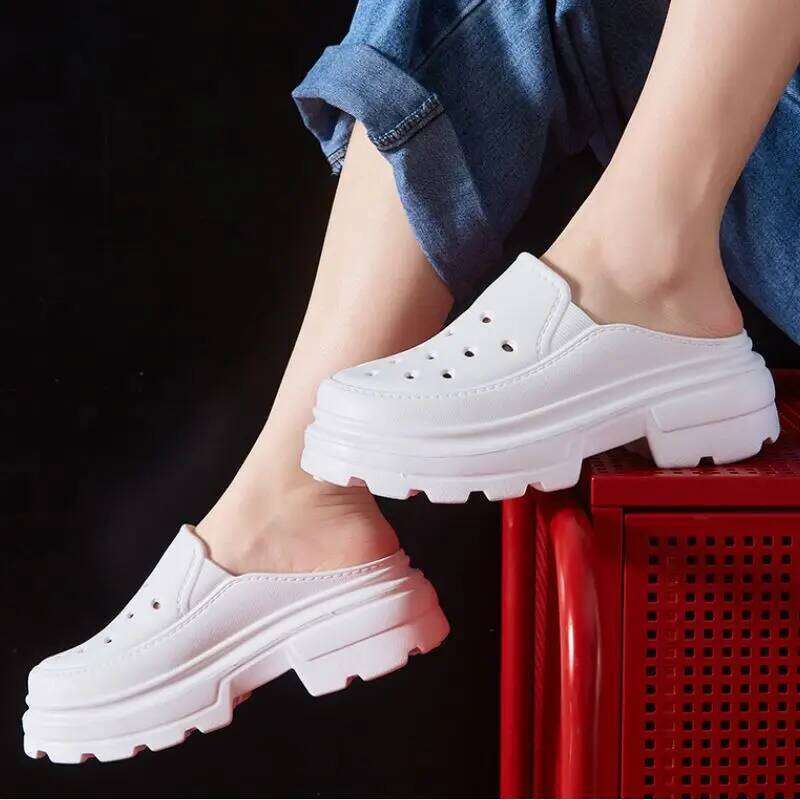 Kidmi Women Platform Slippers Summer Holes Clogs Fashion Thick Sole Sandals Outdoor Beach Slides Soft Cloud Garden Shoes