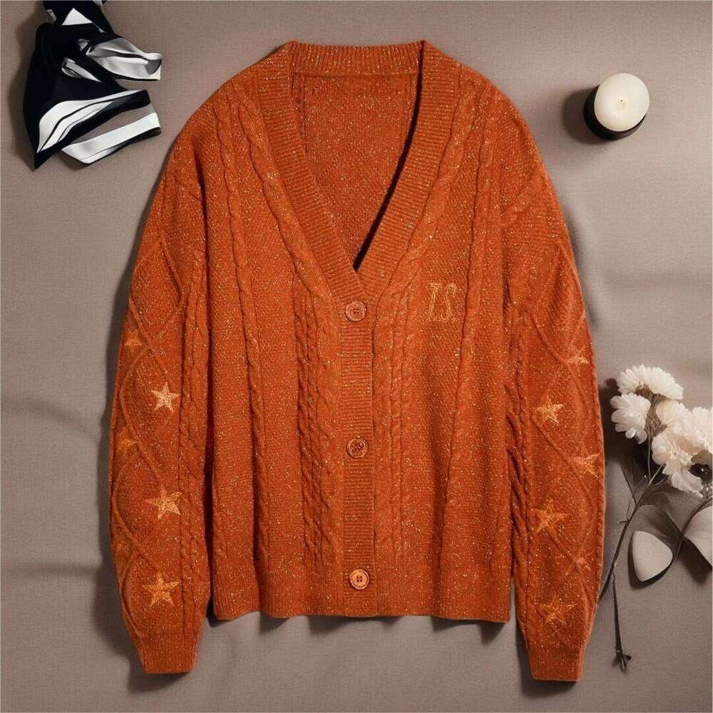 Autumn Women Loose Halloween Orange Cardigan Winter Warm Xmas The Showgirl Style Knitted Oversized Cardigans Female Sweaters XJ260305