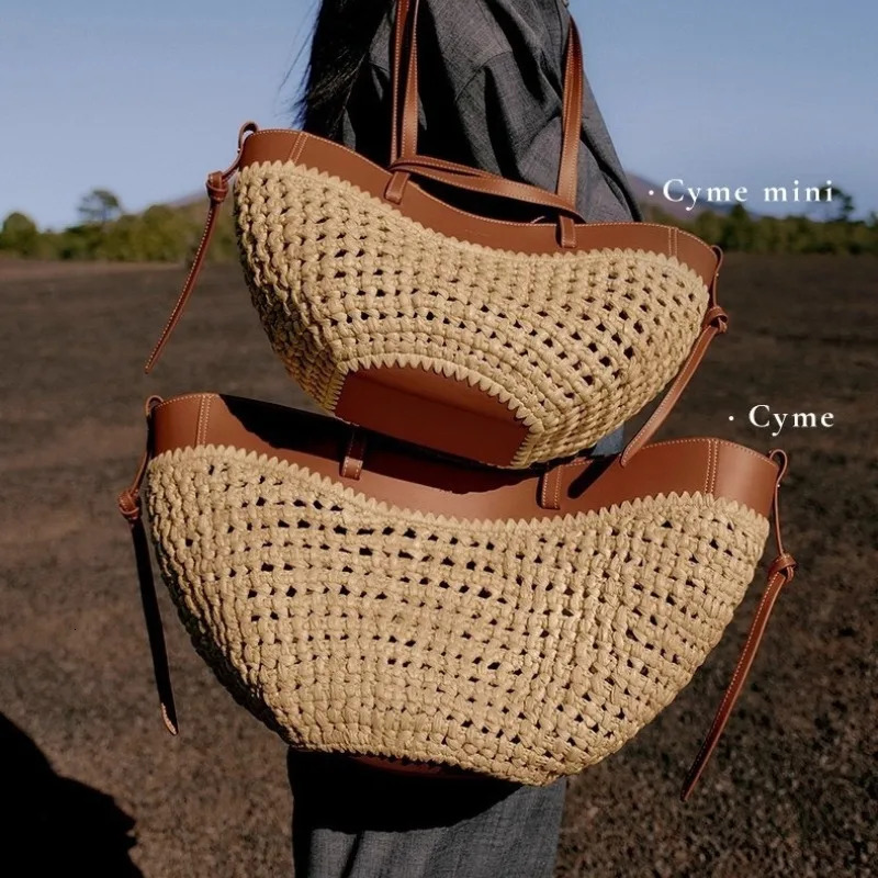 Womens Woven Tote Bag Large Capacity Straw Beach Handbag Simple Casual Shoulder Bag for Summer 260303