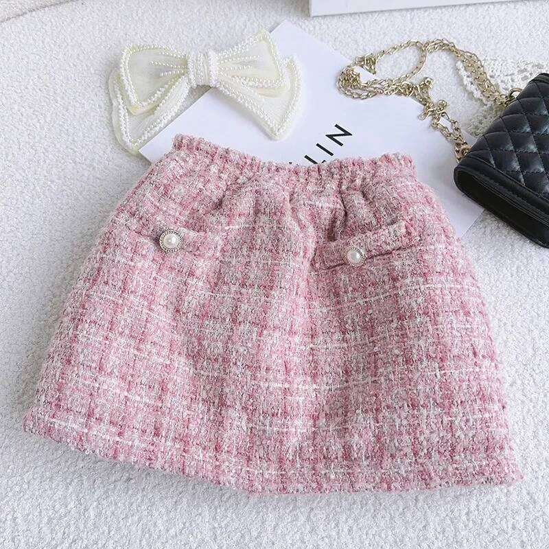 2Pcs Tweed Sets Girl Fashion Spring Winter Children Suits for 1-10Ys Elegant Sweet Outfit Kids Clothes Z260304