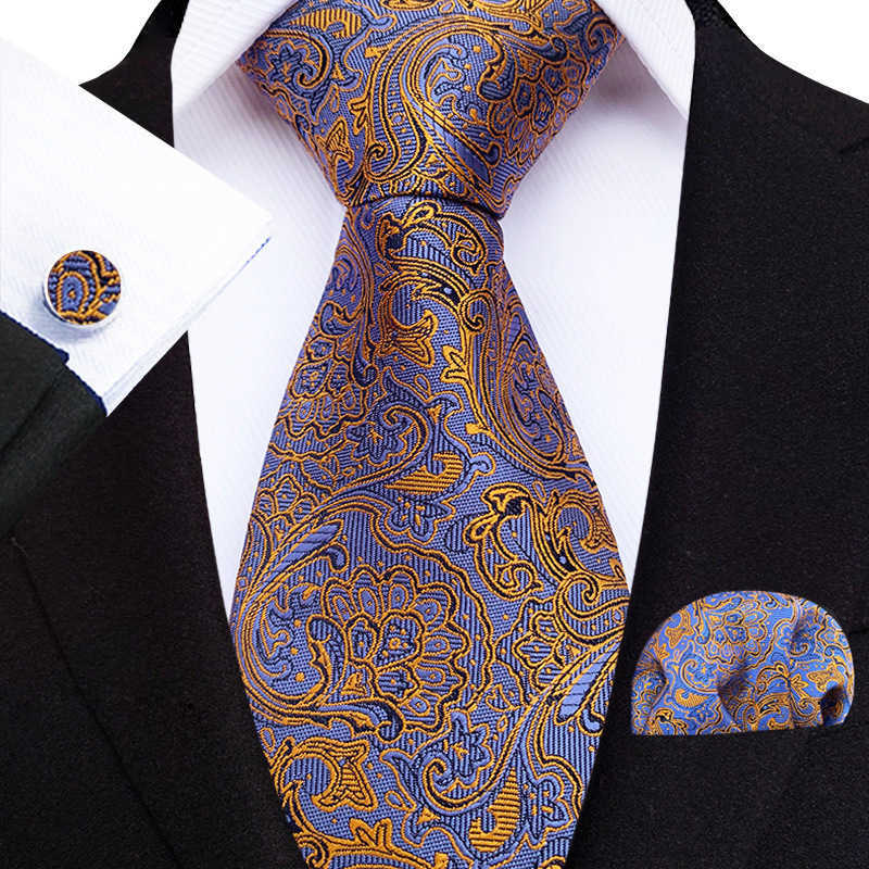 2025 floral checkered paisley artistic style men's tie pocket handkerchief cuff set H250820