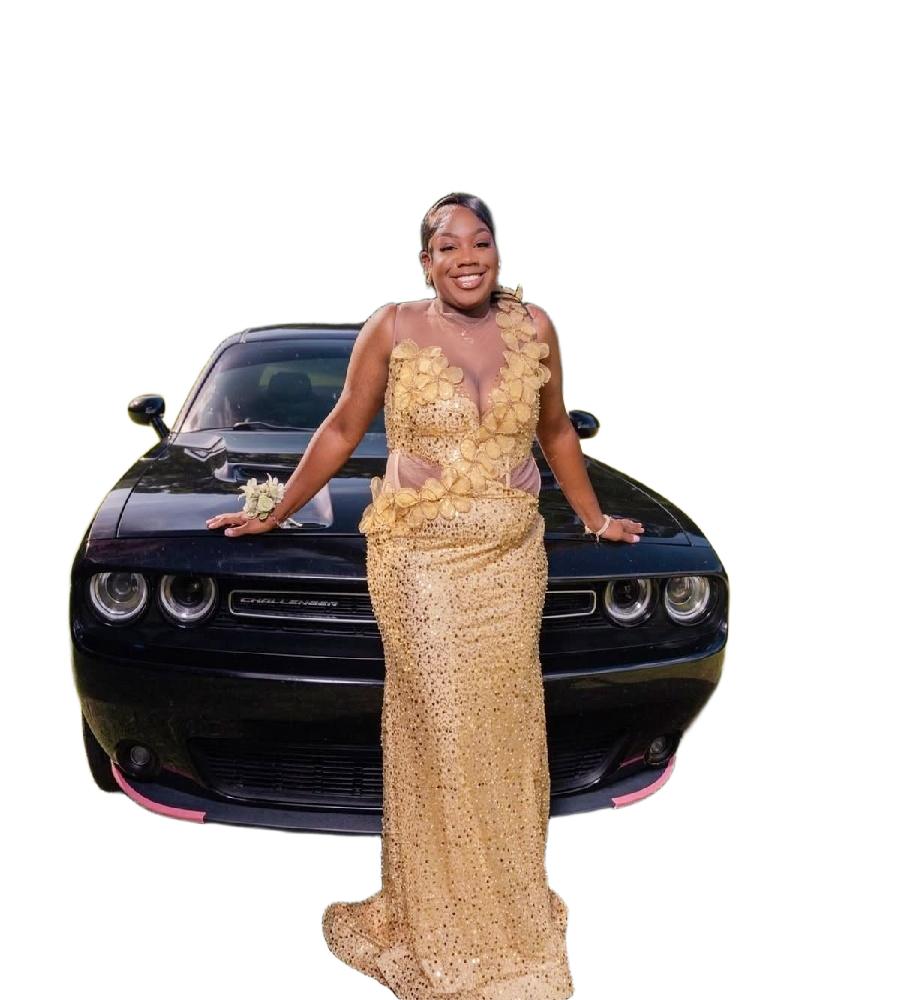 Luxury Gold Sequin Evening Dress With Florals Sparkly O Neck African Black Girls Prom Dress 2026 Plus Size Birthday Party Gowns Ceremony Formal Dress