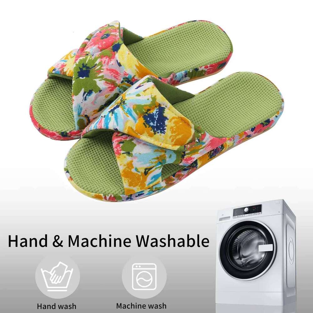 Kidmi Autumn Women House Fashion Printing Indoor Arch Support Antiskid Slippers Breathable Waffle Cotton Shoes