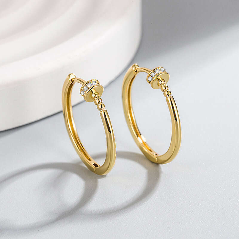Womens Jewelry Earrings Hoop Korean Style Fashionable Round Zircon Inlaid Simple Elegant Geometric Designer Ear Accessories Multi-Scene Wear Ear Ornam