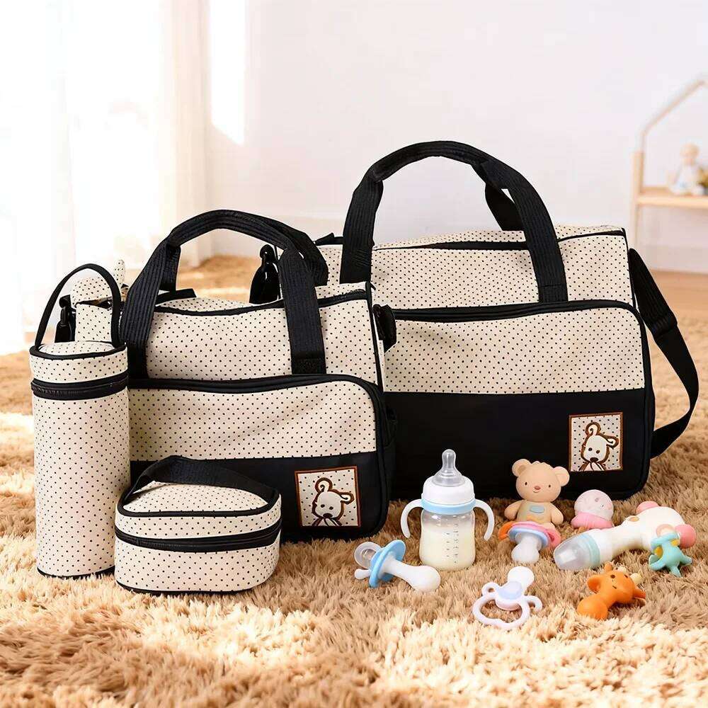 Parent child travel mommy fashion crossbody home multifunctional large capacity handbag Five piece diaper bag set Z260304