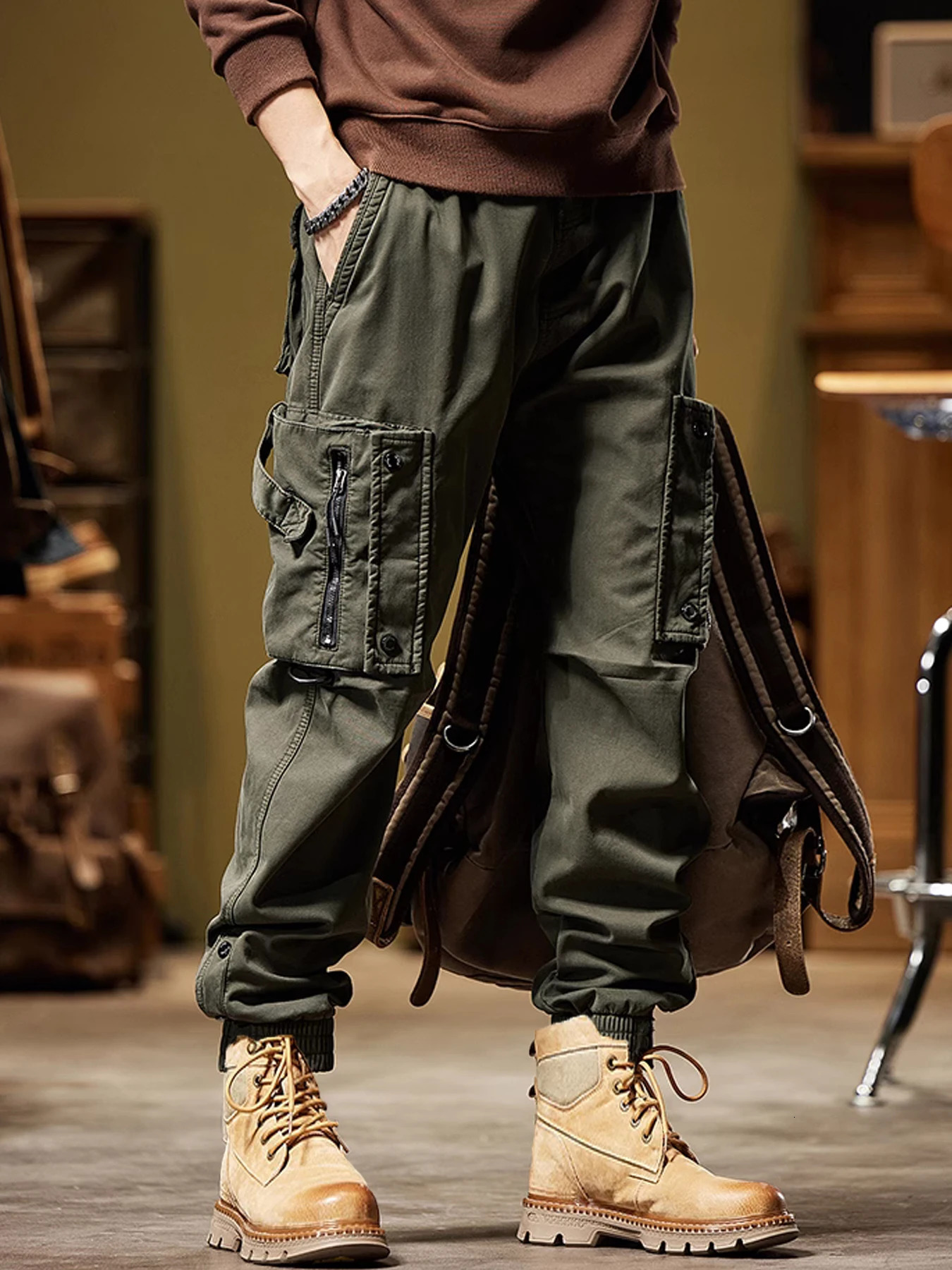 Multipockets Ribbons Bandage Tactical Techwear Cargo Pants Mens Harajuku Punk Hip Hop Joggers Pantalons Casual Streetwear 260302