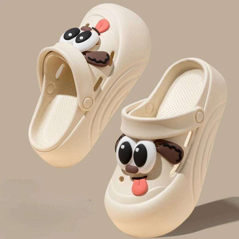 2026 New Women Indoor Street Slipper Cute DIY Cartoon Dog Fashion Clogs Female Summer Platform Shoes Soft EVA Girls Beach Sandal