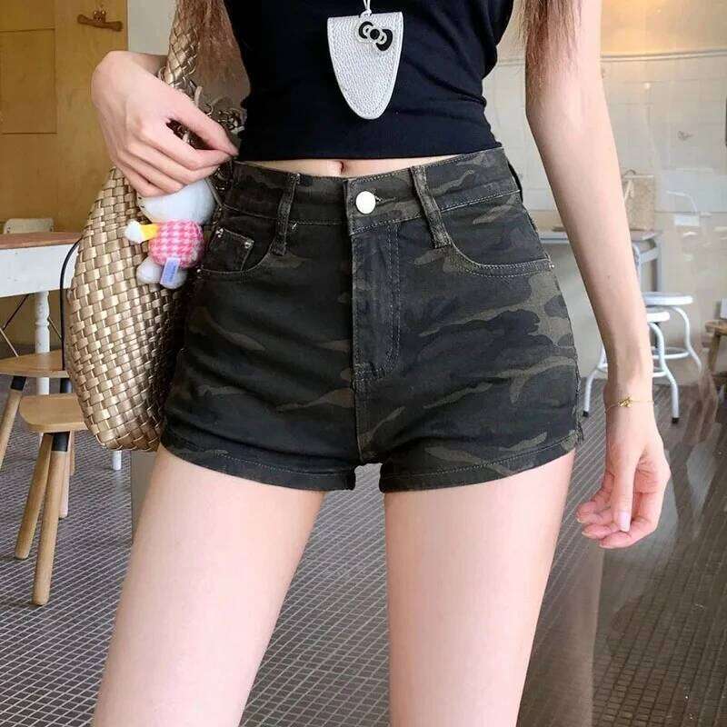 New Female Y2K Streetwear Sexy Tights Hot Camouflage Denim Shorts for Women Ultra-Short High-Waisted Slimming Short Jeans XJ260305