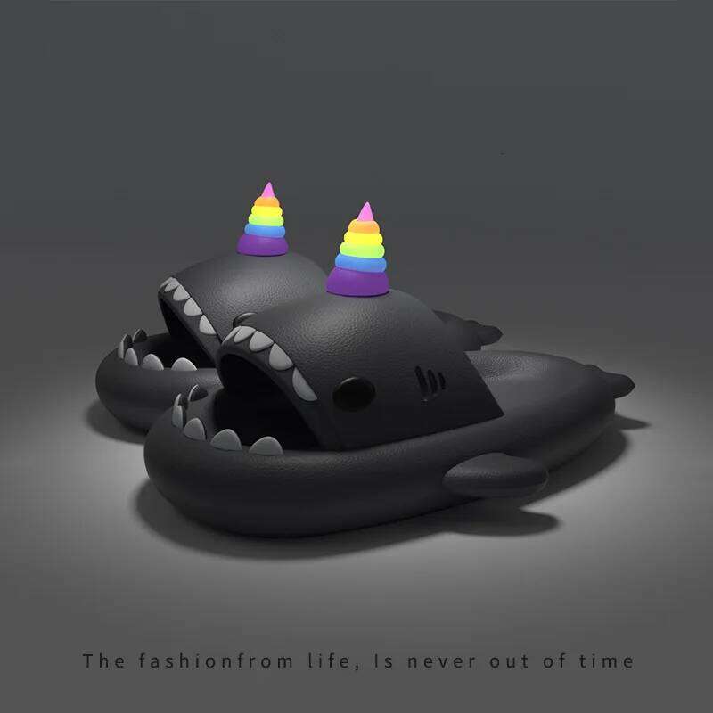 4cm Thick Sole Shark Slippers For Women Men Indoor Beach Slides Cute DIY Night Glowing Lantern Couples Summer Street Sandals