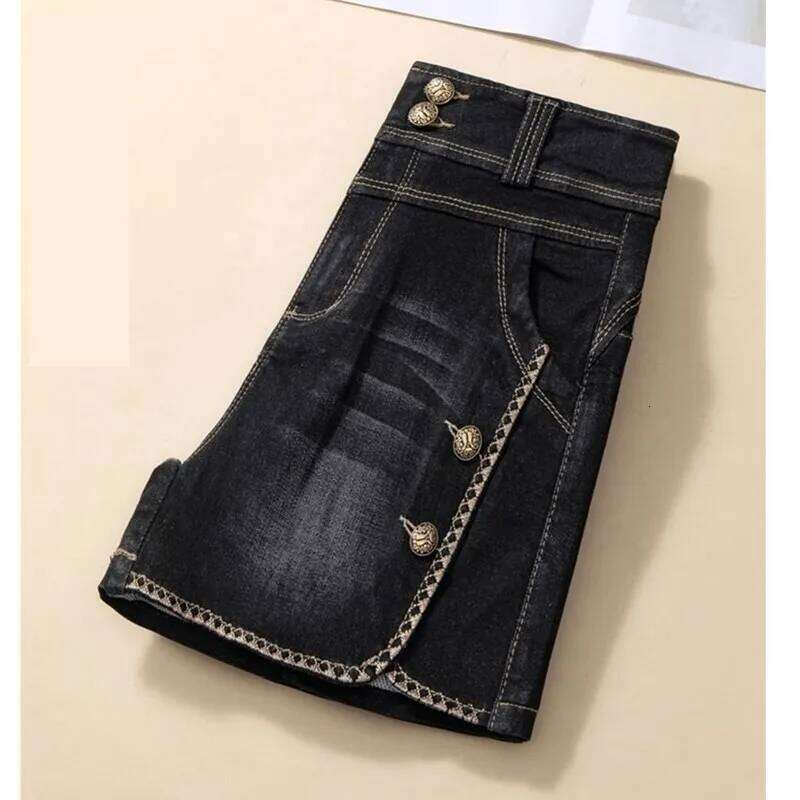 Stretch Denim Women's New Summer Thin Korean High Waist Straight Tube A-line Hot Pants Black Blue Casual Female Shorts XJ260305