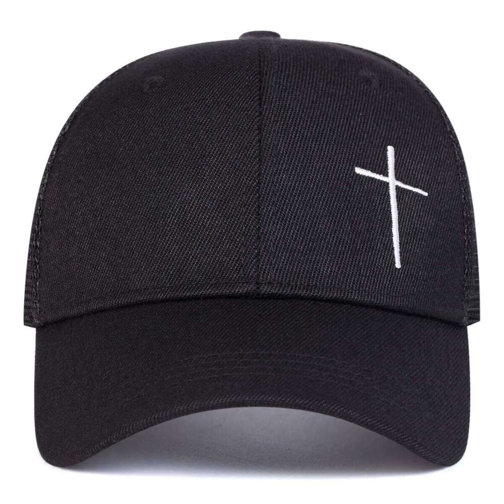 Unisex Cross Embroidery Baseball Net Caps Spring and Summer Outdoor Adjustable Casual Hats Hip Hop Sunscreen Hat Y260304