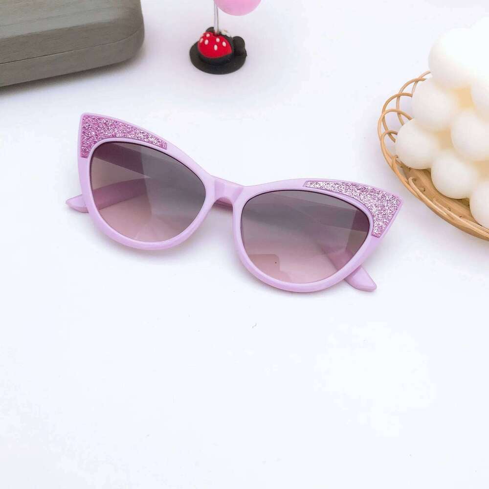 2025 candy color baby outdoor sunshade sunglasses Children's new thin shiny patch cute cat ear Z260305