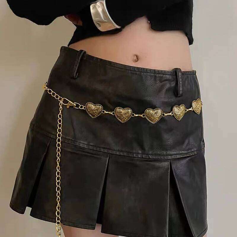 New Korean Y2K Ethnic Style Heart Tassel Waist Exaggerated Single Layer Belt Body Chain Women's Party Fashion Jewelry Gift S260304