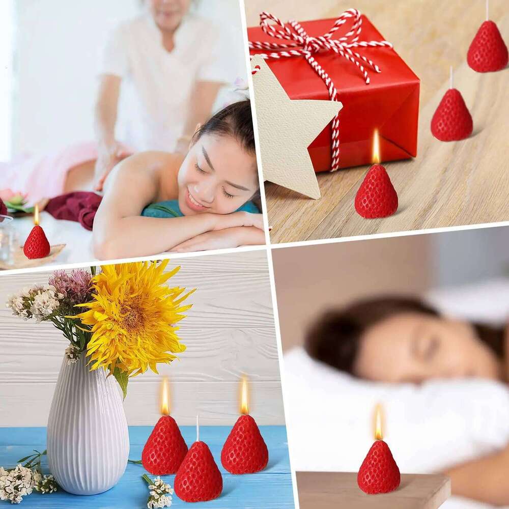 1/2/4/8pcs Strawberry Shape Candle Handmade Scented Aromatherapy Wax for Birthday Wedding Party Gift New Year Home Decoration W260304 W260305