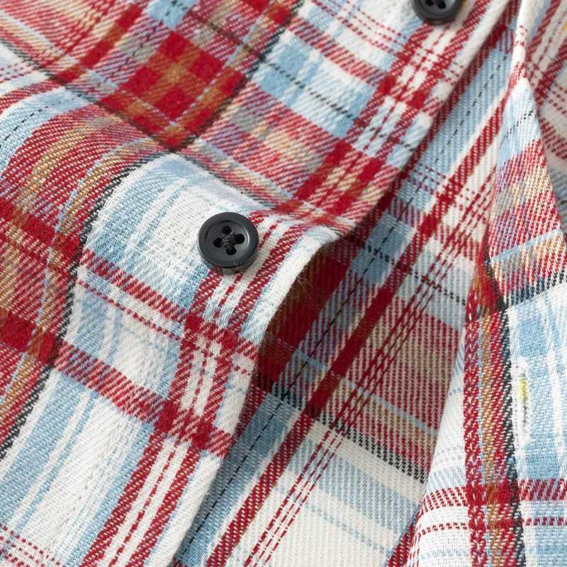 Men Shirt Plaid Flannel Long Sleeve Oversized Loose Cotton Casual Male Youth Comfortable Soft Fall Streetwear Formal Dress Shirt M260305