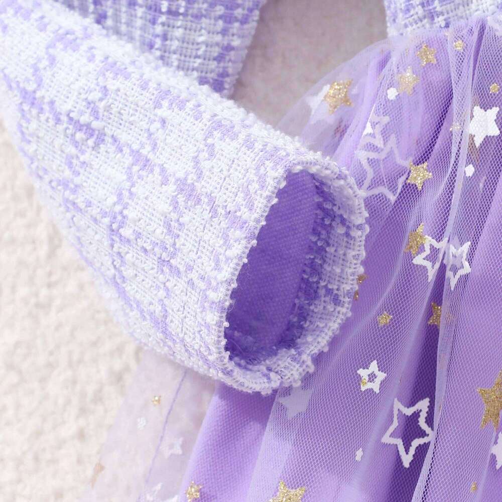 New Autumn Winter Dress for Kids Girl Clothes Children Party Dresses Purple Plaid Long Sleeve Button Outfit 8-12 Years Old Z260304
