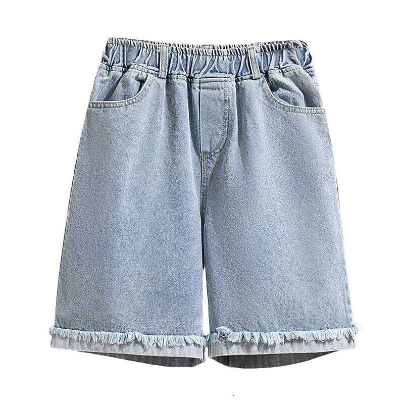 Bermuda Denim For Women 2024 Summer New Arrivals High Waisted Big Stretch Burrs Blue Color Loose Jeans Shorts Hot Sale XJ260305