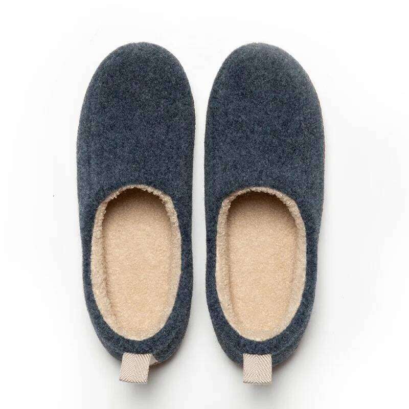 Kidmi Winter Shoes for Women Men Unisex Outdoor Warm Fluffy Plush Flat Slides Comfortable Casual Non-slip Cotton Slippers
