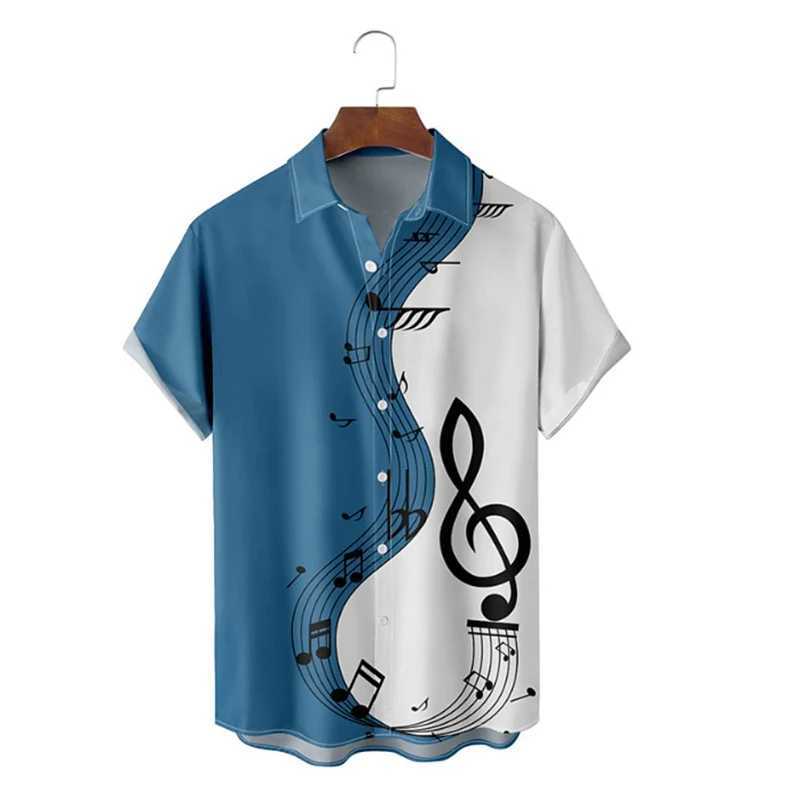 Mens shirt summer Hawaiian shirt pattern print music notes outdoor street short sleeved printed clothing fashion designer M260305