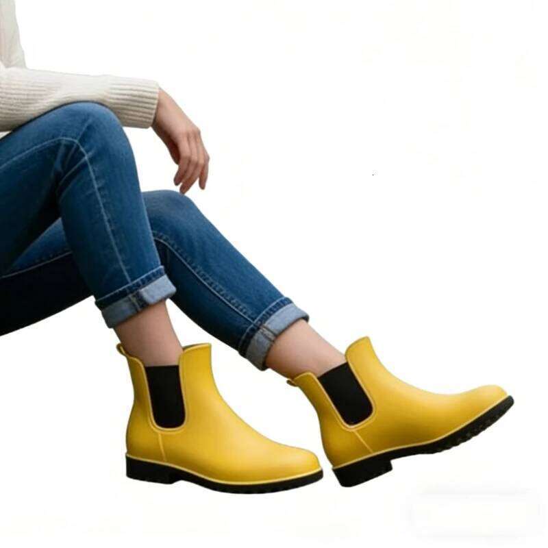 Kidmi Durable Chelsea For Women Nonslip Waterproof Rubber Pull On Shoes Comfortable Outdoor Women's Short Rain Boots