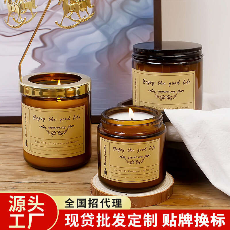 Aromatherapy Candle Home Bedroom Incense Sleep Aid Glass Bottle Fragrance Ornament Soy Wax Gift Box W260304 W260305