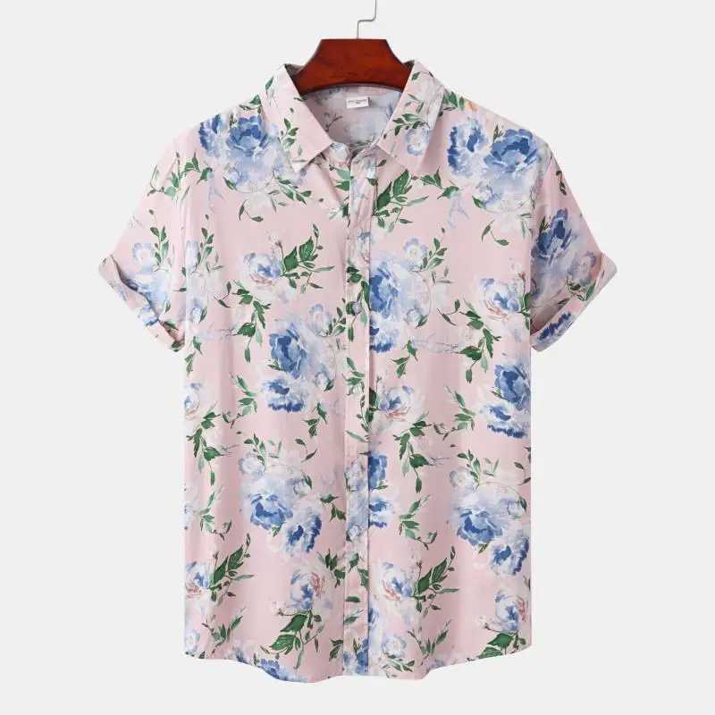 Mens Shirt Short SLeeve Shirts Man Fashion Clothing Blouses Social T-shirts Free Shipping HAWaiian Cotton Oversize M260305