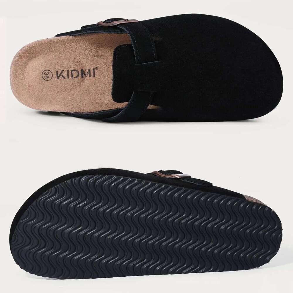 Kidmi Classic Women's Clog For Slippers Women Men Mules Cork Footbed Sandals with Arch Support Beach Slides Adjustable buckle