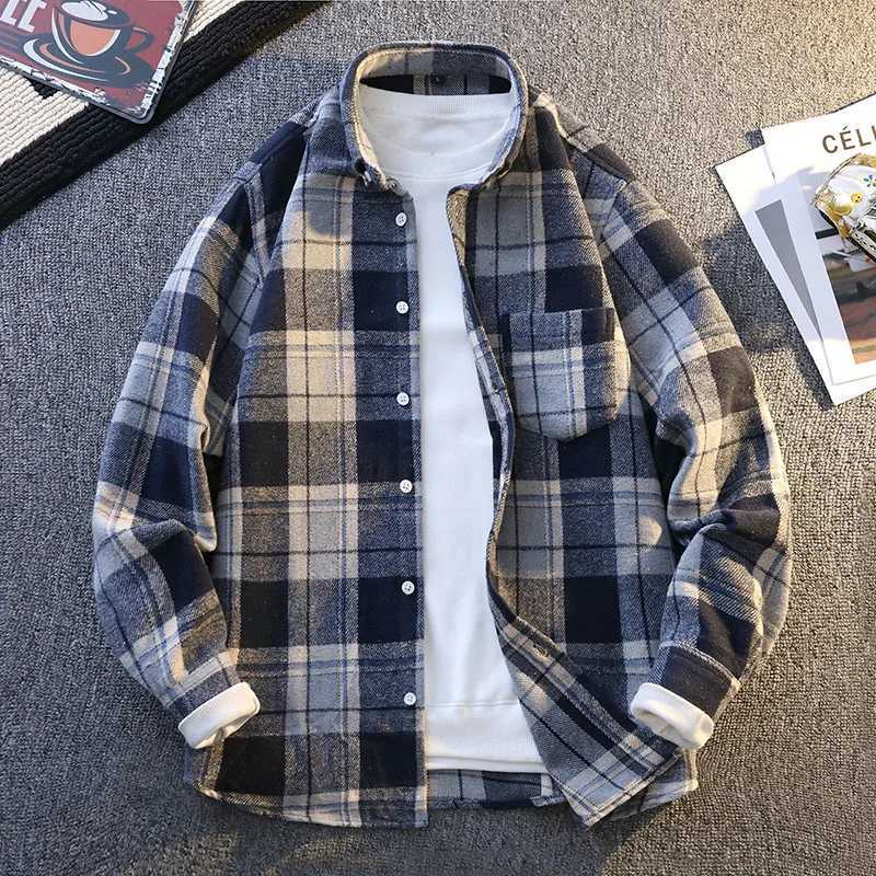 Mens Plaid Shirts Long Sleeve Soft Plaid Shirt for Men Leisure Classical Vintage Comfortable Man Clothing Plus Size M260305