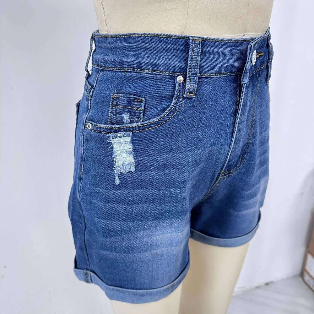 Shorts Women Streetwear Denims Straight Button Jeans Pockets Spliced Solid High Waist Lady Elegant Short Pants Skinny XJ260305