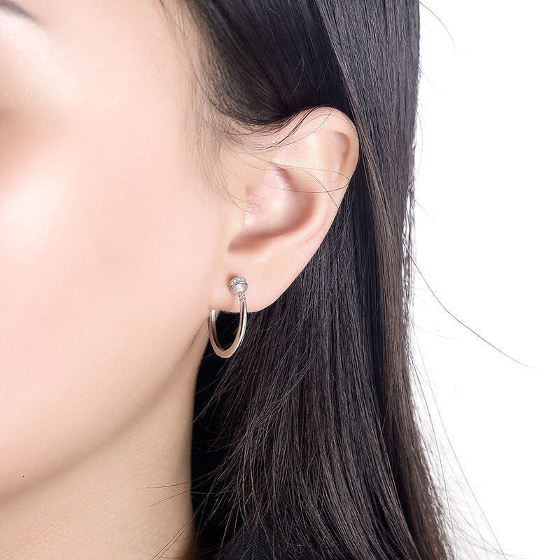 Womens Jewelry Earrings Hoop Korean Style Fashionable Round Zircon Inlaid Simple Elegant Geometric Designer Ear Accessories Multi-Scene Wear Ear Ornam