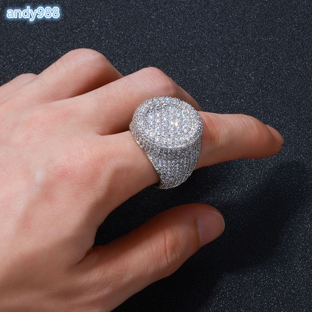 Hip Hop Signet MoissaniteVVS Iced Out Rings for Men 18k Gold Plated Chunky Fine Fashion Jewelry Rings for Women Big Wholesale Rings