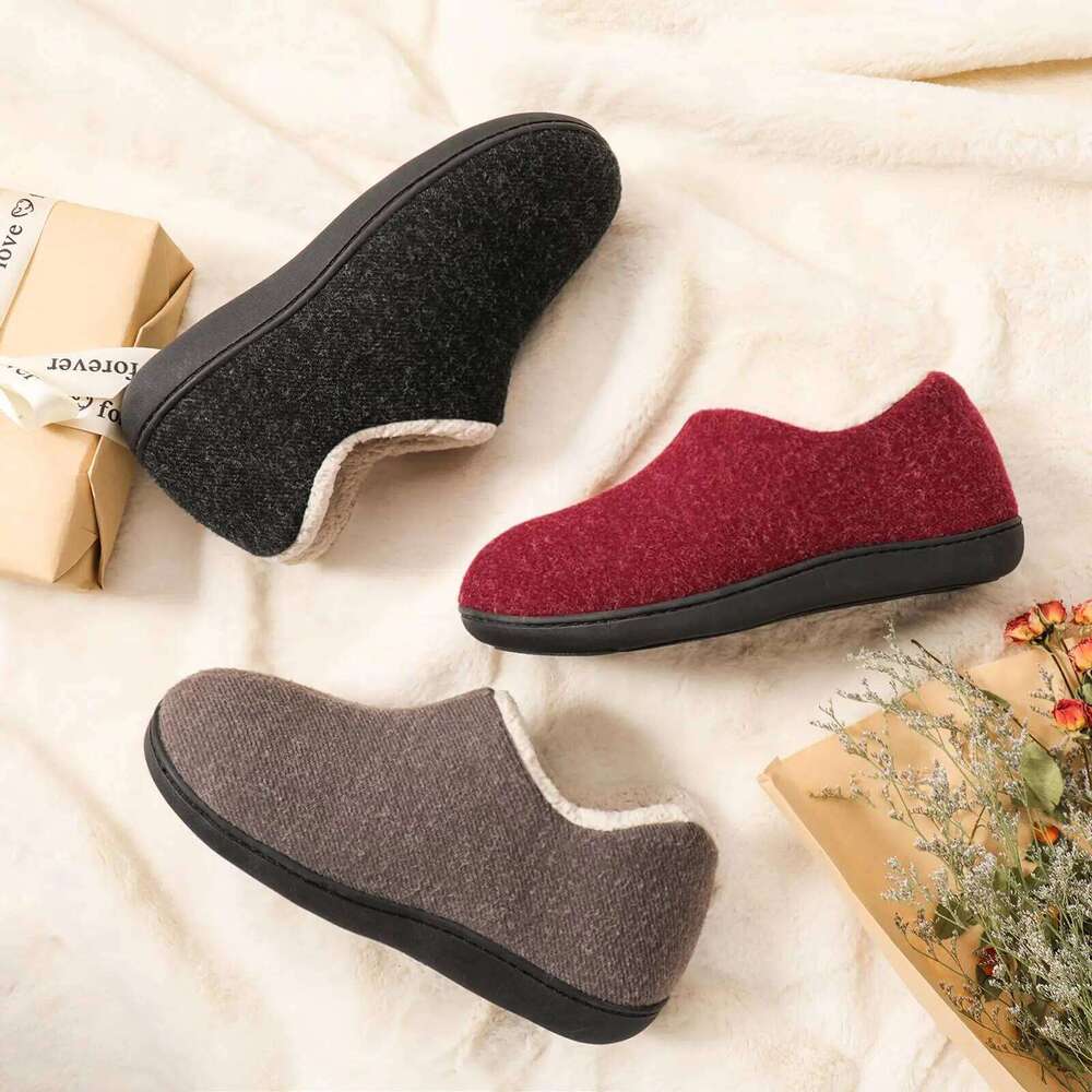 Kidmi Women's Cozy Faux Fleece Slippers Classic Plush Outdoor Closed Non-Slip Rubber Winter Women House Shoes