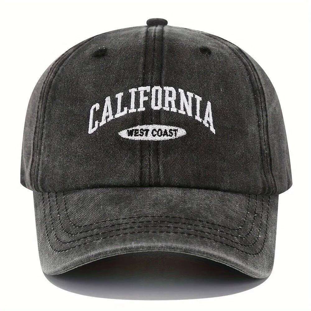 1PC Embroidered Baseball Cap On The West Coast Of California Vintage Style Pointed Lightweight Sun Resistant Sport Hat Y260304
