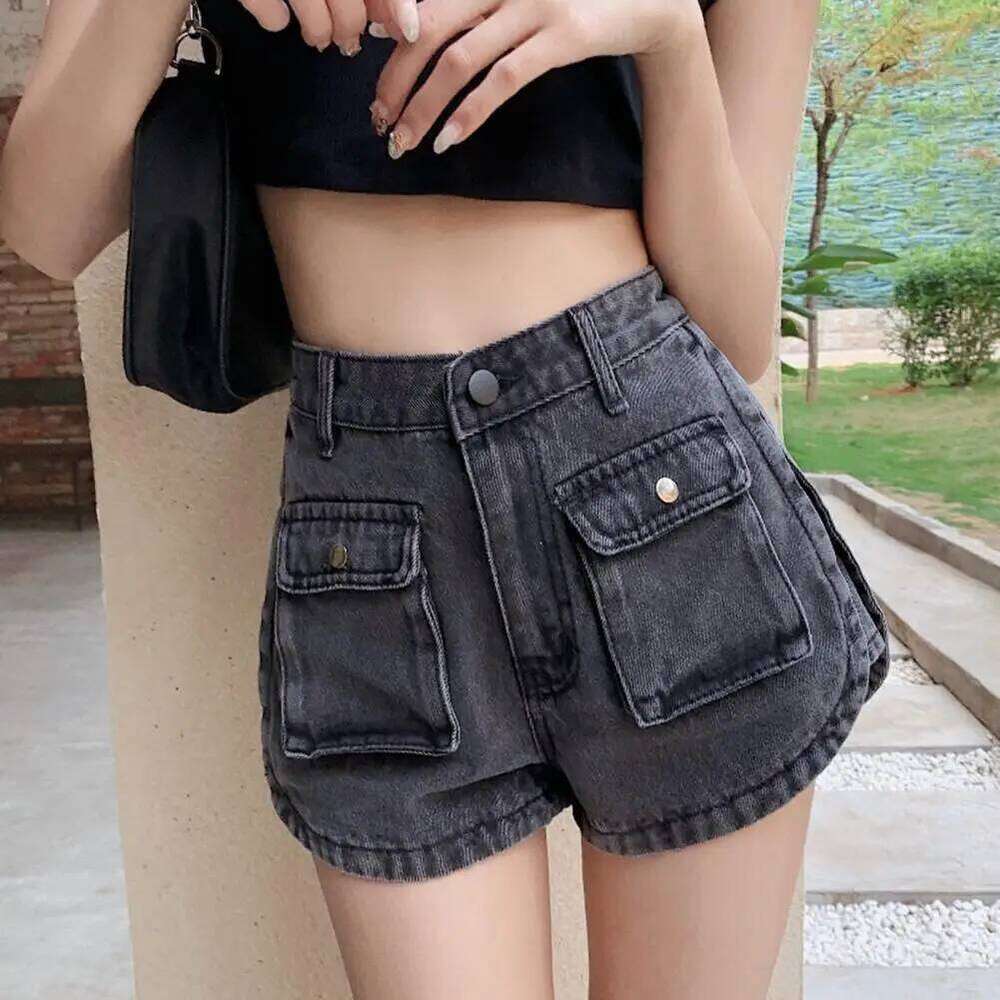 Women's Zipper Fly Roll Up Hem Denim Women Fashion Summer High Waist Pockets Female Straight Leg Jean Shorts For Woman XJ260305